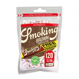 FILTROS SMOKING BROWN SLIM 6mm + LIBRITO SMOKING BROWN Nº 8, BOLSA DE 120 FILTROS + LIBRITO