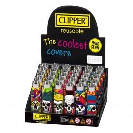 ENCENDEDOR CLIPPER SLIM POP COVER SKULLS MIX