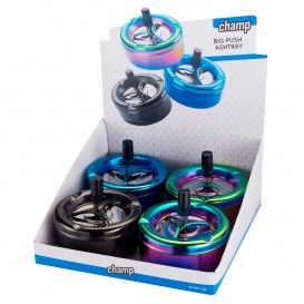 CENICERO METAL PUSH CHAMP COLORES SURTIDOS 11 CM.